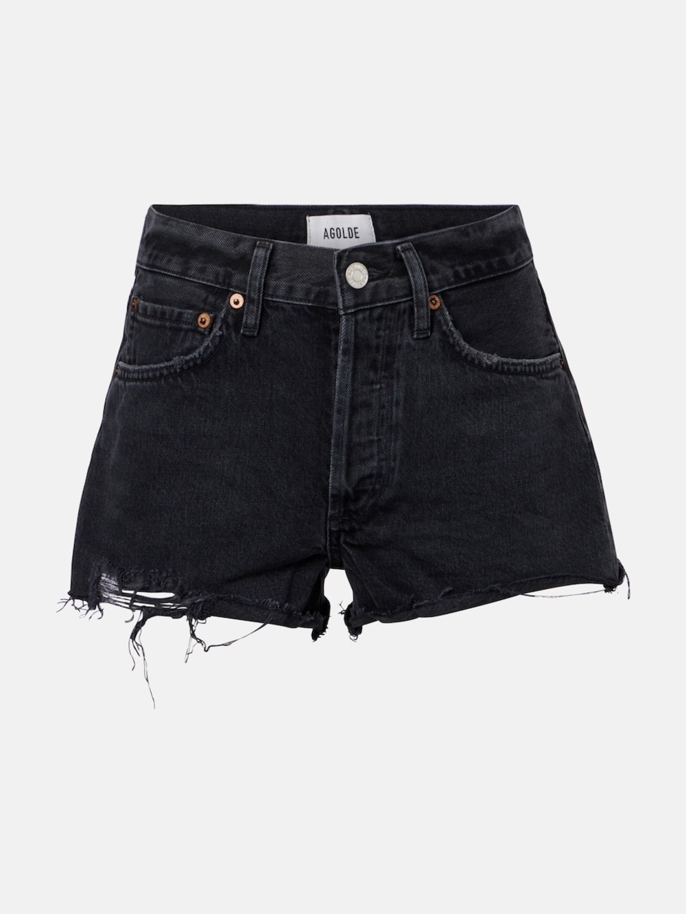 Agolde black distressed denim shorts 28